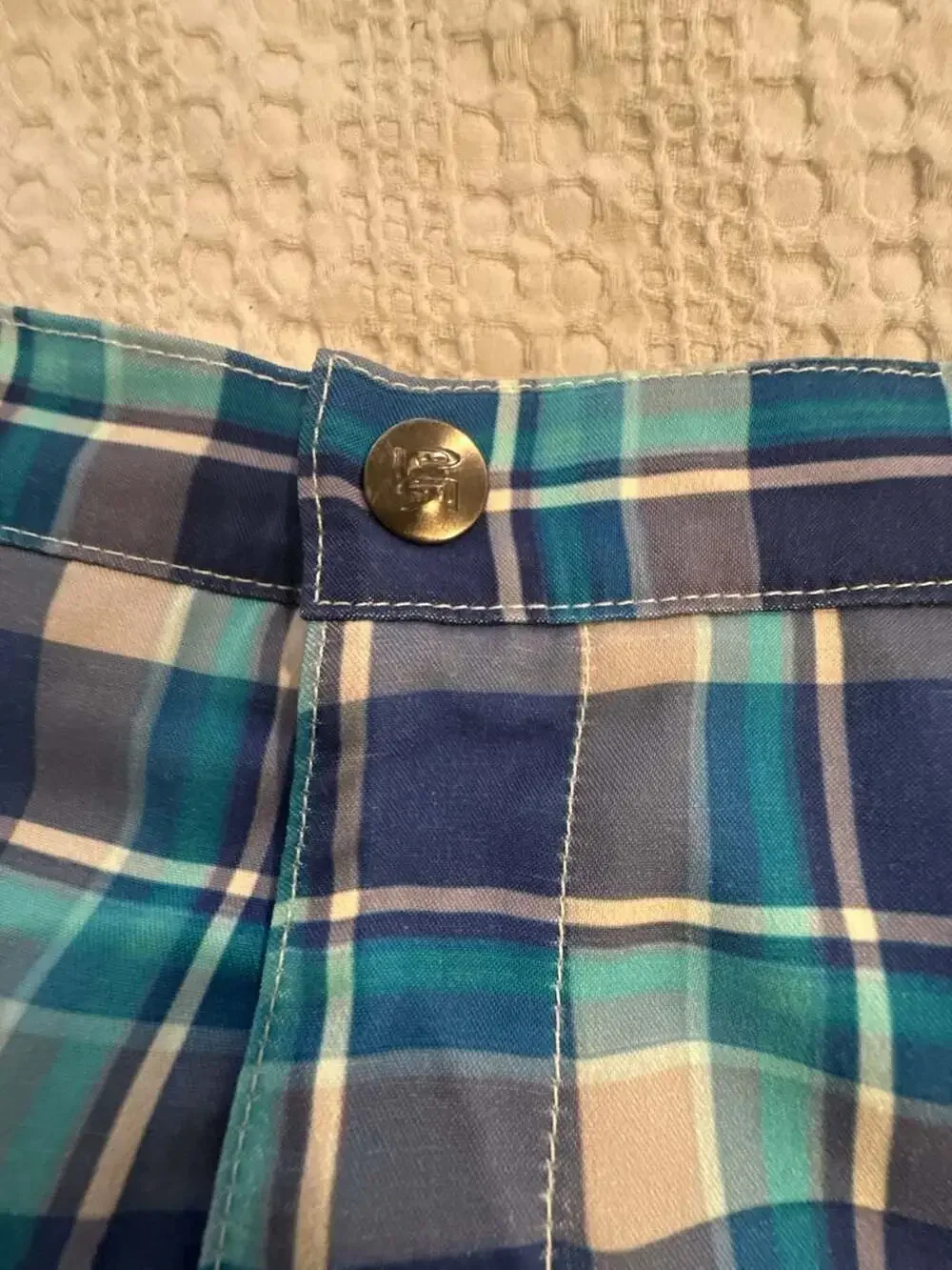 Parke & Ronen Men's Plaid Swim Trunks Blue Swimwear Shorts